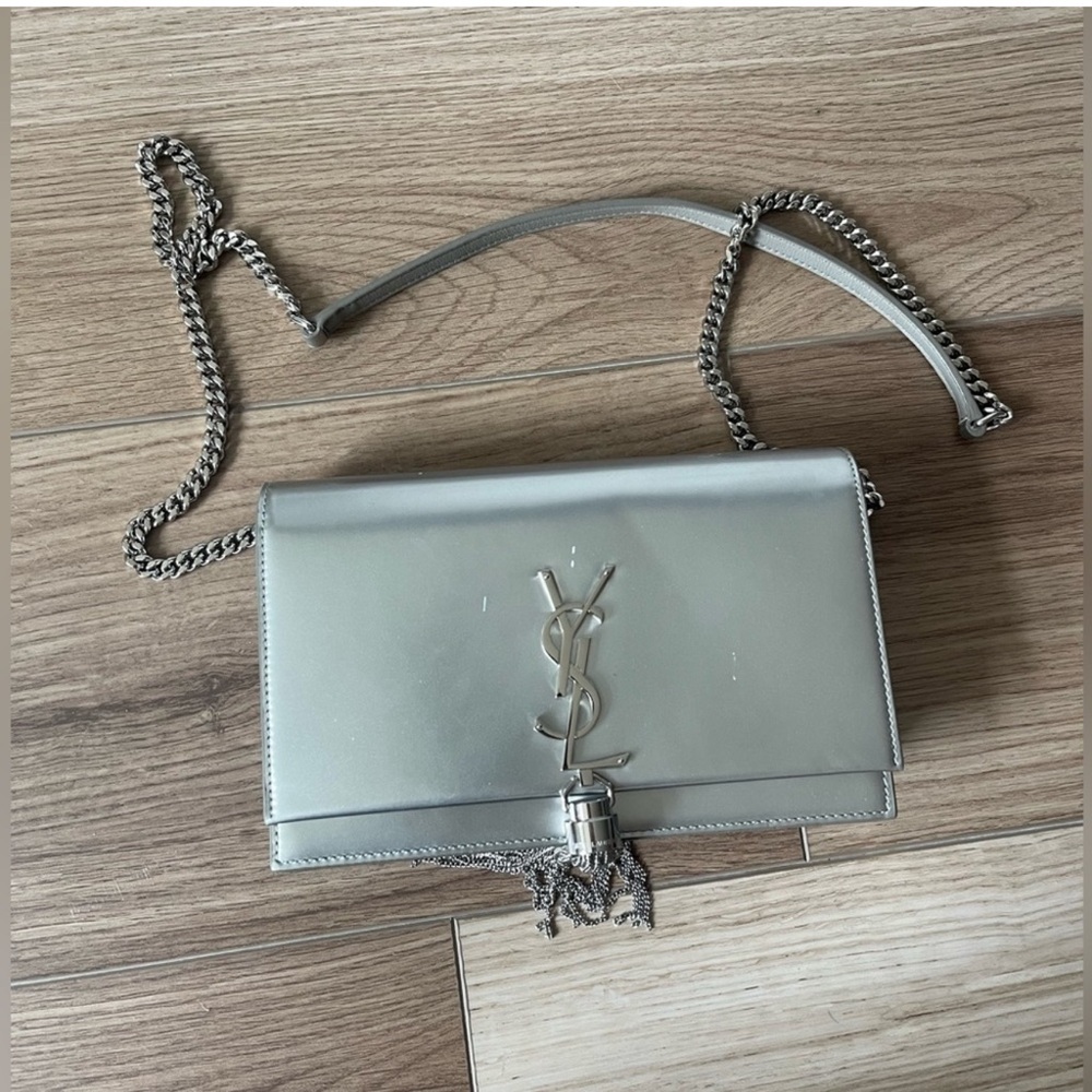 Yves Saint Laurent Metallic Silver Crossbody Bag